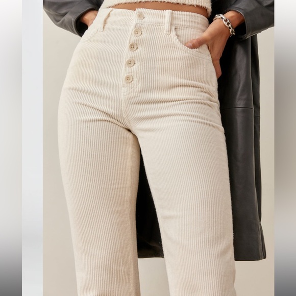 NWT Reformation Cynthia Button Fly High-Rise Straight Corduroy Pant size 31 - Picture 2 of 8
